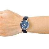  Shop Authentic Emporio Armani Gianni T Bar Analog Blue Dial Black Leather Strap Watch For Women - AR1989 - Luxxuri