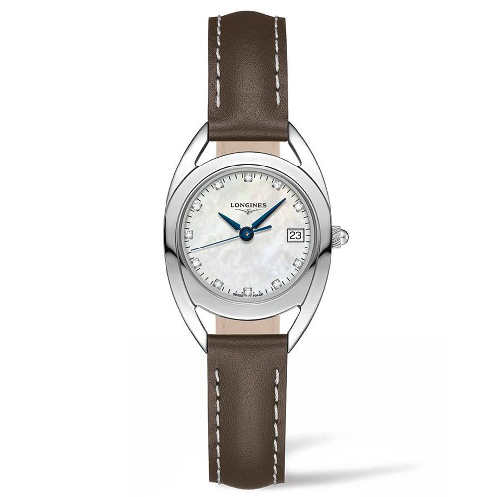  Shop Authentic Longines Equestrian Mother of Pearl Dial Brown Leather Strap Watch for Women - L6.136.0.87.2 - Luxxuri