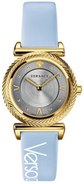 Versace V-Motif Grey Dial Blue Leather Strap Watch for Women - VERE00318