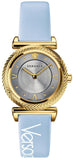  Shop Authentic Versace V-Motif Grey Dial Blue Leather Strap Watch for Women - VERE00318 - Luxxuri