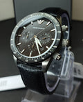  Shop Authentic Emporio Armani Mario Chronograph Black Dial Black Leather Strap Watch For Men - AR11243 - Luxxuri