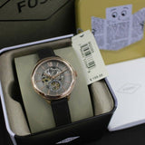  Shop Authentic Fossil Suitor Mechanical Grey Dial Grey Leather Strap Watch for Women - BQ3265 - Luxxuri