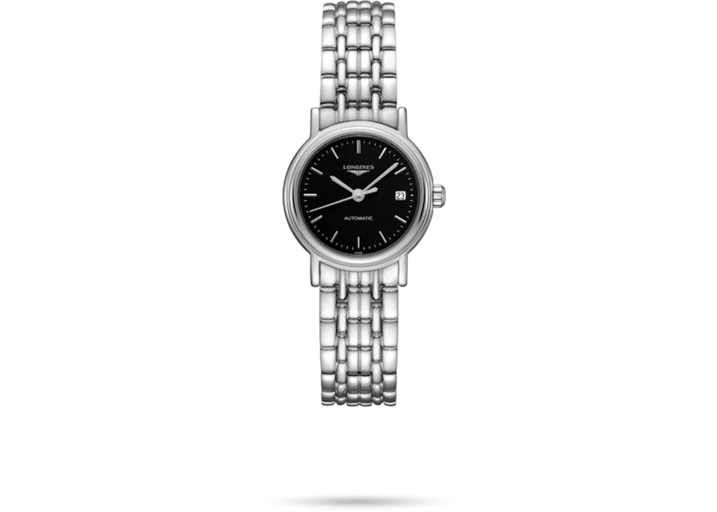  Shop Authentic Longines Presence 25.5mm Automatic Black Dial Silver Steel Strap Watch for Women - L4.321.4.52.6 - Luxxuri