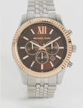  Shop Authentic Michael Kors Lexington Chronograph Brown Dial Silver Steel Strap Watch For Men - MK8732 - Luxxuri