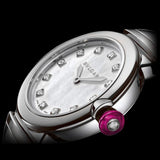  Shop Authentic Bvlgari LVCEA Diamonds Silver Mother of Pearl Dial Silver Leather Strap Watch for Women - LVCEA103367 - Luxxuri