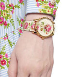  Shop Authentic Gucci G Timeless Floral Gold Dial White Leather Strap Watch For Women - YA1264084 - Luxxuri