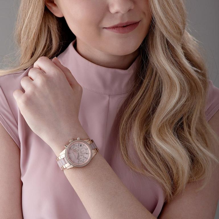  Shop Authentic Michael Kors Ritz Chronograph Mother of Pearl White Dial Two Tone Steel Strap Watch For Women - MK6769 - Luxxuri