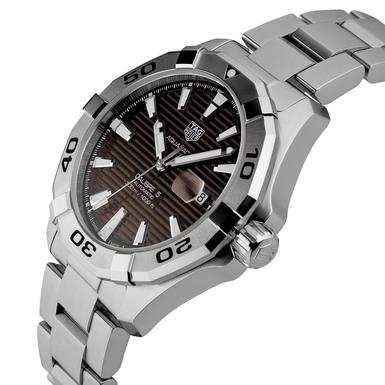  Shop Authentic Tag Heuer Aquaracer Calibre 5 Automatic Sunray Brown Dial Silver Steel Strap Watch for Men - WAY2018.BA0927 - Luxxuri