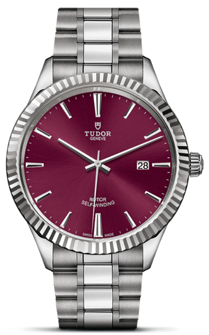  Shop Authentic Tudor Style Automatic Burgundy Red Dial Silver Steel Strap Watch for Men - M12710-0015 - Luxxuri