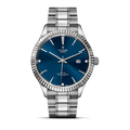 Tudor Style Automatic Diamonds Blue Dial Silver Steel Strap Watch for Men - M12710-0017
