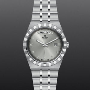  Shop Authentic Tudor Royal Day Date Diamonds Automatic Silver Dial Silver Steel Strap Watch for Men - M28600-0002 - Luxxuri
