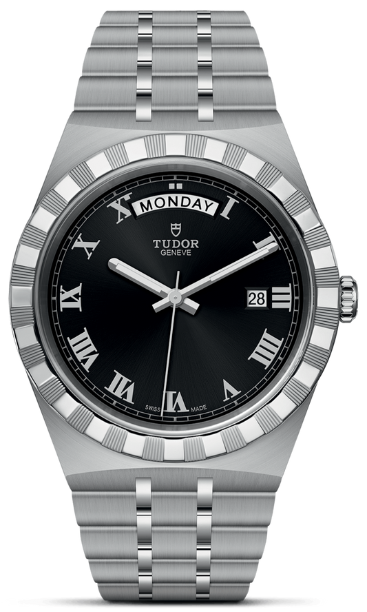 Tudor Royal Automatic Black Dial Silver Steel Strap Watch for Men - M28600-0003