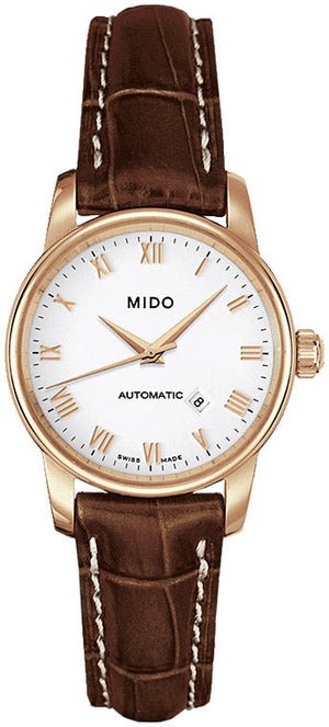  Shop Authentic Mido Baroncelli III Automatic White Dial Brown Leather Strap Watch For Women - M7600.3.26.8 - Luxxuri