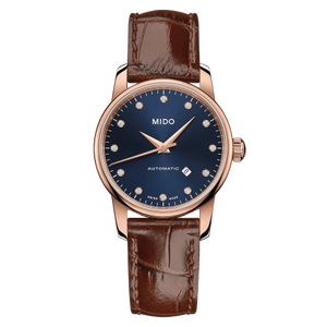  Shop Authentic Mido Baroncelli Automatic Midnight Blue Dial Brown Leather Strap Watch For Women - M7600.3.65.8 - Luxxuri