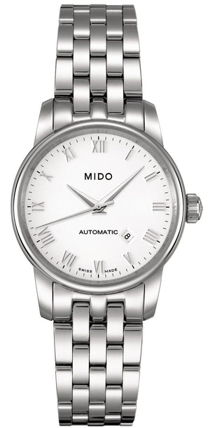  Shop Authentic Mido Baroncelli III Automatic White Dial Silver Steel Strap Watch For Women - M7600.4.26.1 - Luxxuri