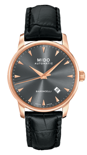  Shop Authentic Mido Baroncelli III Automatic Grey Dial Black Leather Strap Watch For Men - M8600.3.13.4 - Luxxuri