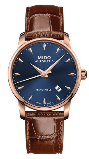  Shop Authentic Mido Baroncelli III Automatic Blue Dial Brown Leather Strap Watch For Men - M8600.3.15.8 - Luxxuri