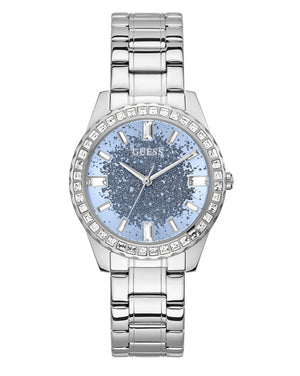  Shop Authentic Guess Glitter Burst Diamonds Blue Dial Silver Steel Strap Watch for Women - GW0405L1 - Luxxuri