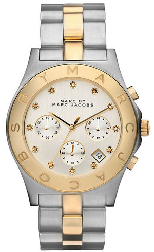  Shop Authentic Marc Jacobs Blade Chronograph Silver Dial Two Tone Steel Strap Watch for Women - MBM3177 - Luxxuri