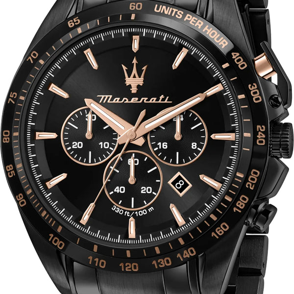  Shop Authentic Maserati Traguardo Chronograph Black Dial Black Steel Strap Watch For Men - R8873612048 - Luxxuri