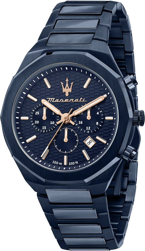 Maserati Stile Chronograph Blue Dial Blue Steel Strap Watch For Men - R8873642008