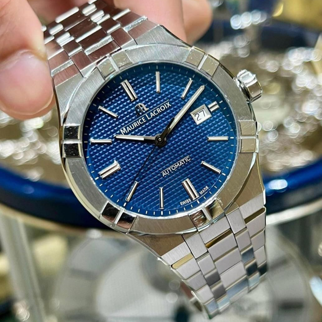  Shop Authentic Maurice Lacroix Aikon Automatic Blue Dial Silver Steel Strap Watch For Men - AI6008-SS002-430-1 - Luxxuri