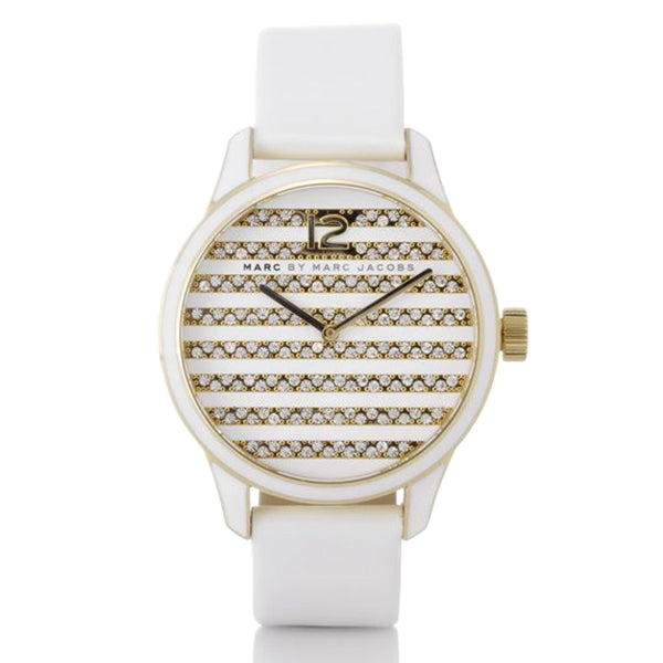  Shop Authentic Marc Jacobs Lidia Stripe White Dial White Leather Strap Watch for Women - MBM1164 - Luxxuri