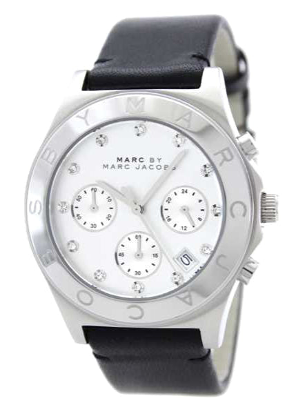 Shop Authentic Marc Jacobs Blade Chronograph White Dial Black Leather Strap Watch for Women - MBM1189 - Luxxuri