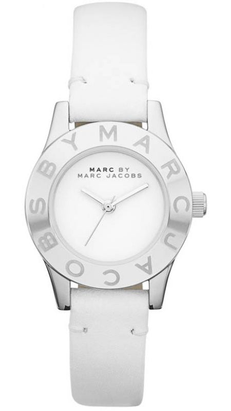 Marc Jacobs Mini Blade White Dial White Leather Strap Watch for Women - MBM1206