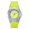Marc Jacobs Henry Skeleton Neon Yellow Dial Yellow Leather Strap Watch for Women - MBM1242