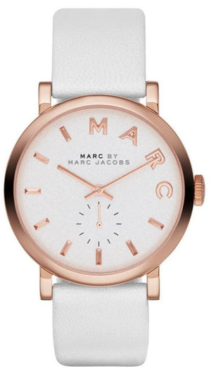  Shop Authentic Marc Jacobs Baker White Dial White Leather Strap Watch for Women - MBM1283 - Luxxuri