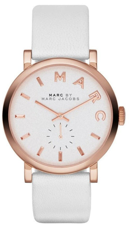  Shop Authentic Marc Jacobs Baker White Dial White Leather Strap Watch for Women - MBM1283 - Luxxuri