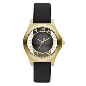  Shop Authentic Marc Jacobs Henry Skeleton Black Dial Black Leather Strap Watch for Women - MBM1340 - Luxxuri