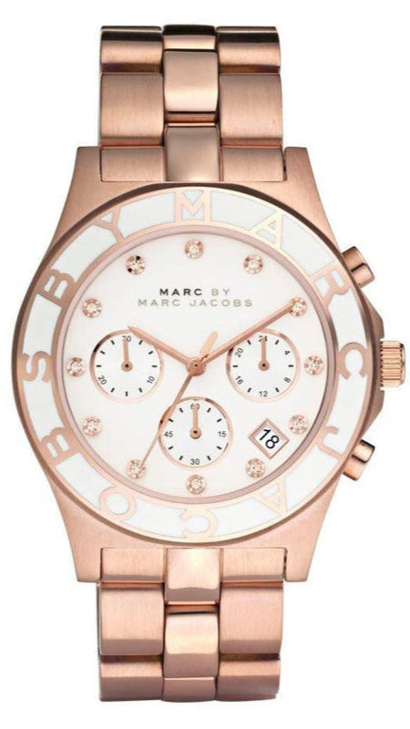  Shop Authentic Marc Jacobs Blade Chronograph White Dial Rose Gold Steel Strap Watch for Women - MBM3082 - Luxxuri