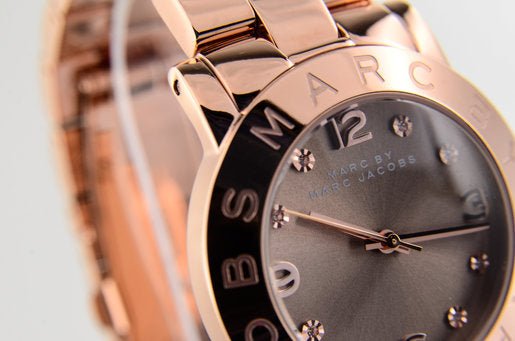 Marc Jacobs Amy Glitz Brown Dial Rose Gold Steel Strap Watch for Women - MBM3221