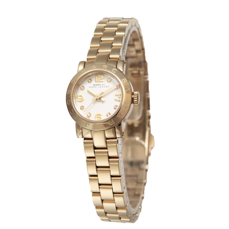 Marc Jacobs Amy Dinky White Dial Gold Steel Strap Watch for Women - MBM3226