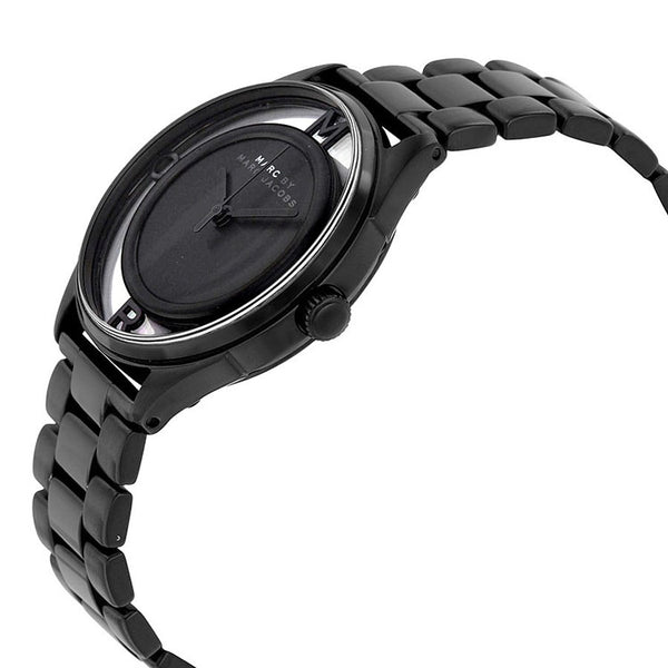 Marc Jacobs Tether Transparent Black Dial Black Steel Strap Watch for Women - MBM3415