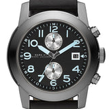 Shop Authentic Marc Jacobs Larry Chronograph Black Dial Black Leather Strap Watch for Men - MBM5054 - Luxxuri