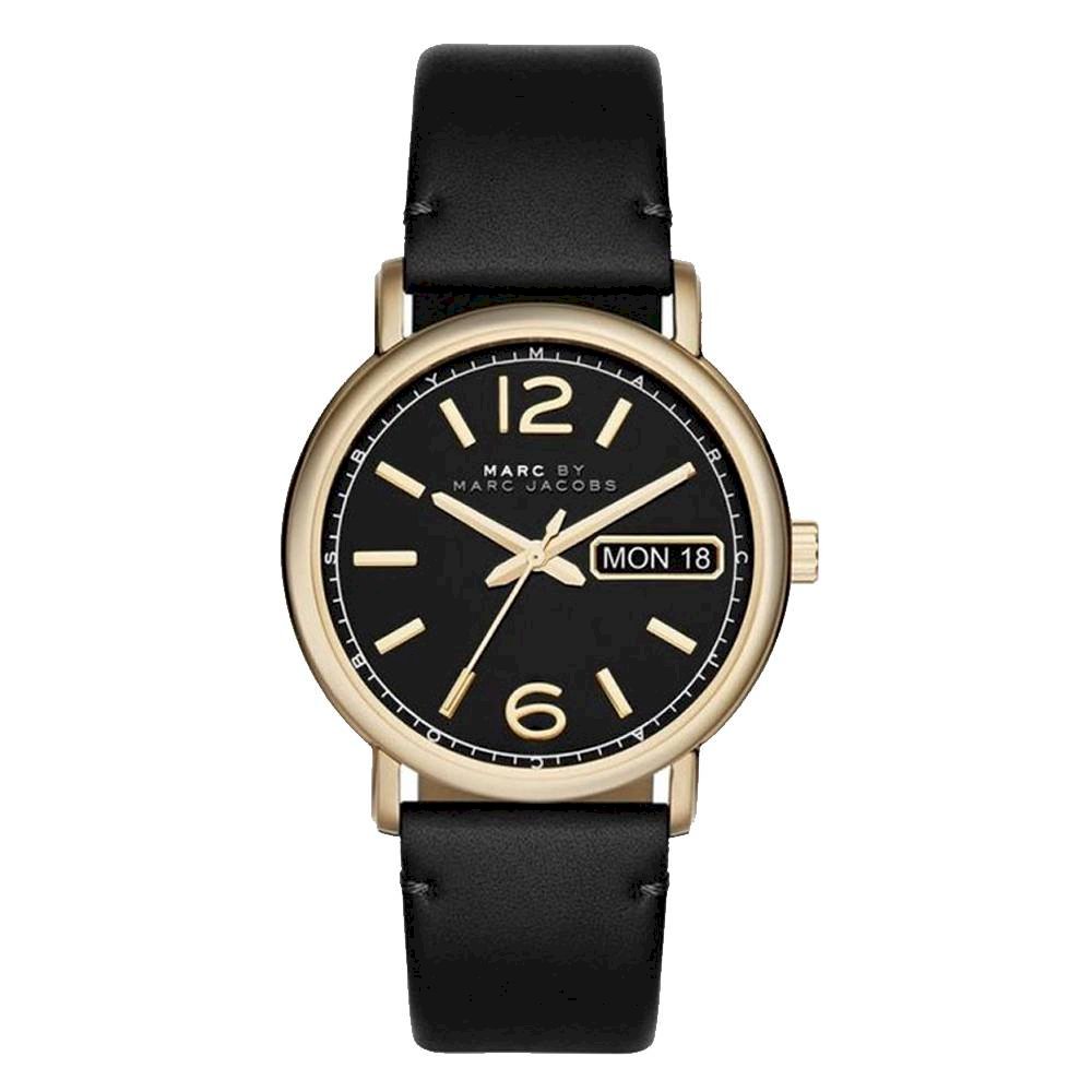  Shop Authentic Marc Jacobs Fergus Black Dial Black Leather Strap Watch for Women - MBM8651 - Luxxuri