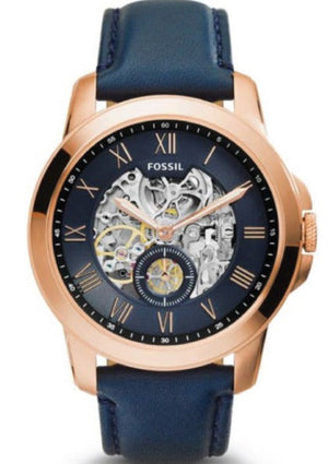  Shop Authentic Fossil Grant Mechanical Blue Dial Blue Leather Strap Watch for Men - ME3054 - Luxxuri