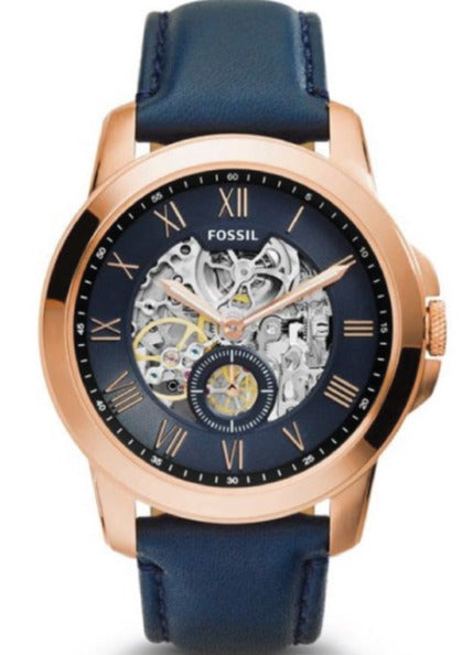  Shop Authentic Fossil Grant Mechanical Blue Dial Blue Leather Strap Watch for Men - ME3054 - Luxxuri