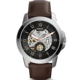  Shop Authentic Fossil Grant Automatic Skeleton Black Dial Brown Leather Strap Watch for Men - ME3095 - Luxxuri