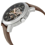  Shop Authentic Fossil Grant Automatic Skeleton Black Dial Brown Leather Strap Watch for Men - ME3095 - Luxxuri