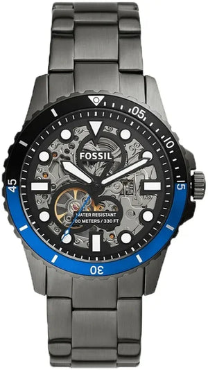  Shop Authentic Fossil FB-01 Automatic Skeleton Black Dial Grey Steel Strap Watch for Men - ME3201 - Luxxuri