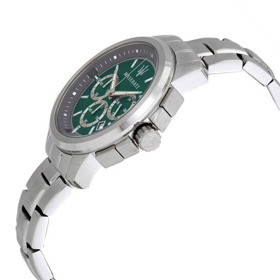 Shop Authentic Maserati Successo Chronograph Green Dial Silver Steel Strap Watch For Men - R8873621017 - Luxxuri
