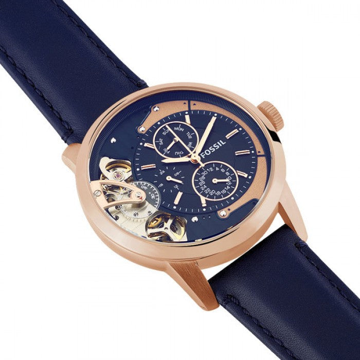  Shop Authentic Fossil Townsman Twist Skeleton Blue Dial Blue Leather Strap Watch for Men -  ME1138 - Luxxuri