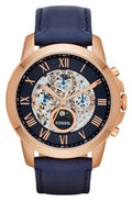 Fossil Grant Automatic Blue Dial Blue Leather Strap Watch for Men - ME3029