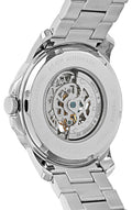 Fossil Grant Skeleton Black Dial Silver Steel Strap Watch for Men - ME3055