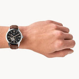  Shop Authentic Fossil Townsman Automatic Black Dial Brown Leather Strap Watch for Men - ME3061 - Luxxuri