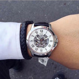  Shop Authentic Fossil Grant Automatic Skeleton White Dial Black Leather Strap Watch for Men - ME3101 - Luxxuri